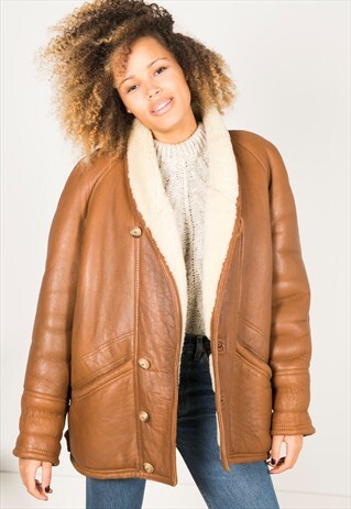 VINTAGE 80S WINTER SHEEPSKIN COAT / R029