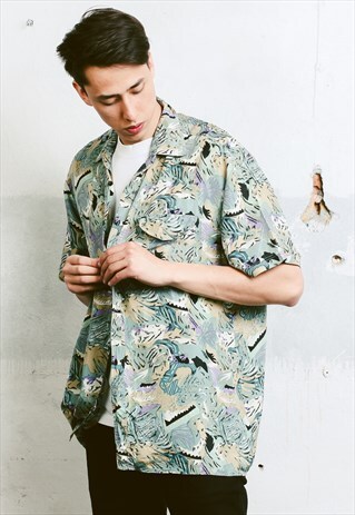 VINTAGE 90S PATTERNED SILK SHIRT