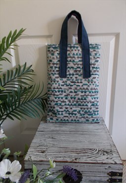 Blue Geometric Velvet Damask Carpet tote/shopper bag