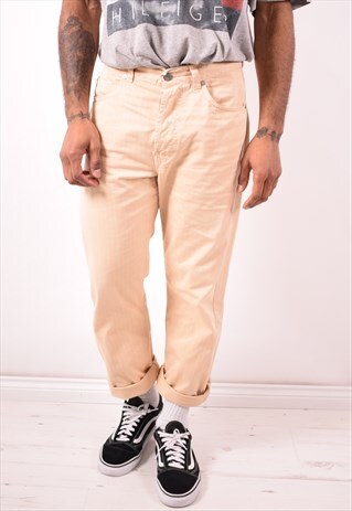 KENZO MENS VINTAGE TROUSERS W32 L27 KHAKI STRIPES 90S