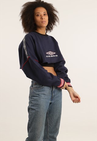 VINTAGE UMBRO EMBROIDERED LOGO CROPPED SWEATSHIRT