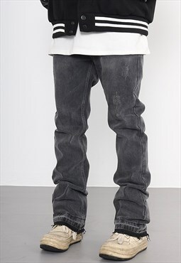 Black Distressed Washed Denim jeans pants trousers Y2k