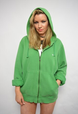 VINTAGE 90S NIKE OVERSIZED GREEN HOODED SWEATSHIRT TRACK