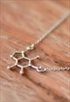 CAFFEINE MOLECULE CHAIN NECKLACE FOR MEN SILVER COFFEE GIFT