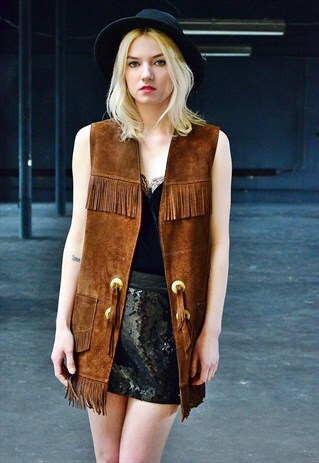 70S VINTAGE FRINGE LEATHER VEST