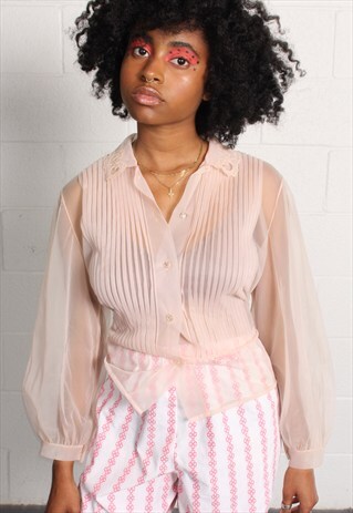 GORGEOUS PALE PINK SHEER BLOUSE