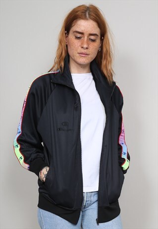 VINTAGE 80'S CHAMPION MULTICOLOUR TAPE TRACKSUIT JACKET