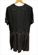 BLACK BEADED HEAVY PLEATED SKIRT DRESS 