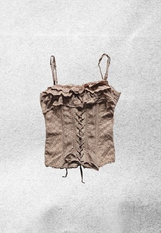 morgan beige ruffle lace bustier corset top