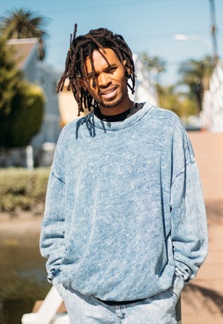 90S OVERSIZE SKATER ACID WASH PIQUE SWEATSHIRT XXL