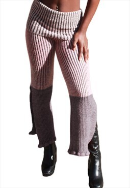 Knitted Fold Down Trousers in Brown Tone
