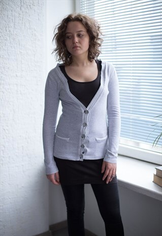 VINTAGE 90'S GREY COTTON CARDIGAN