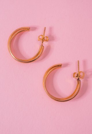 VINTAGE GOLD TONE DOUBLE STRAND HOOP