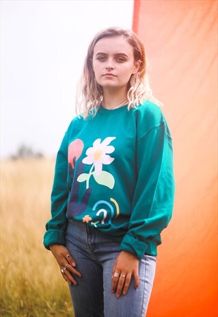ECO- PRINTED SWEATER, WITH HAND PAINTED ABSTRACT ART