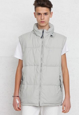 VINTAGE GREY KAPPA PUFFA PUFFER VEST JACKET