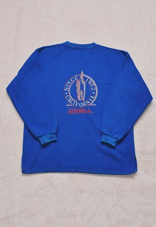 VINTAGE 90S O'NEILL BLUE EMBROIDERED SWEATER