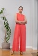 LINEN LOOSE FIT WATERMELON JUMPSUIT WITH POCKETS