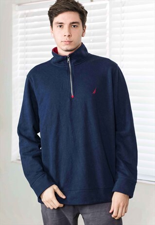 VINTAGE NAUTICA 1/4 ZIP FRONT JUMPER LOGO 90S X 16.3