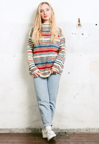 VINTAGE 80S CUTE STRIPED KNIT SWEATER