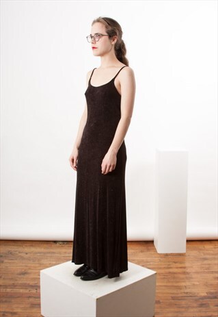 BLACK MAXI DRESS / STRAIGHT SLEEVELESS DRESS