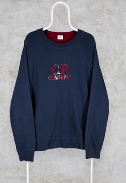 CP Company Sweatshirt Navy Blue Spell Out Logo Men's XL