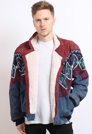 VINTAGE AZTEC FLEECE LINED JACKET