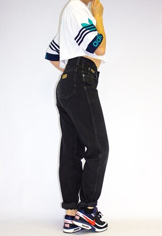 VINTAGE 80'S WRANGLER HIGH WAIST BLACK MOM JEANS