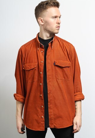 VINTAGE CORDUROY CORD SHIRT ORANGE