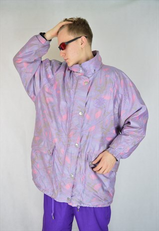 VINTAGE PINK GRAPHIC RAVE PUFFER JACKET