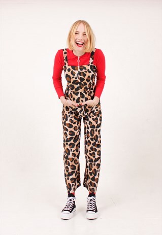 LEOPARD PRINT STRAPPY CULOTTE JUMPSUIT WITH POCKETS
