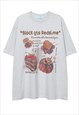 Cake print t-shirt junk food tee grunge retro top in grey
