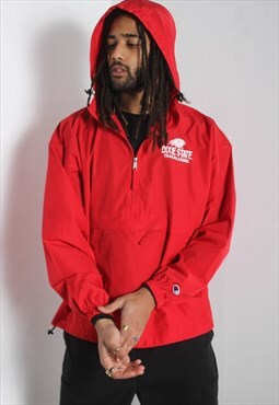 Vintage Champion Dixie State 1/4 Zip Hoodie Windbreaker Red