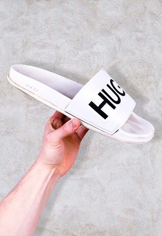 VINTAGE HUGO BOSS SLIDERS WHITE UK 9
