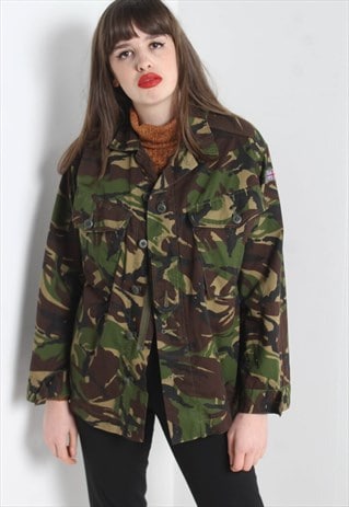 Vintage Army Military Camo Camouflage Jacket - Green