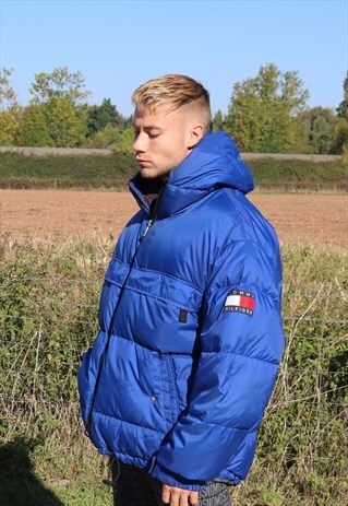 BLUE TOMMY HILFIGER HOODED PUFFER