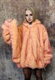 FAUX FUR HEADBAND LUXURY FLUFFY HEAD COVER IN ORANGE PINK