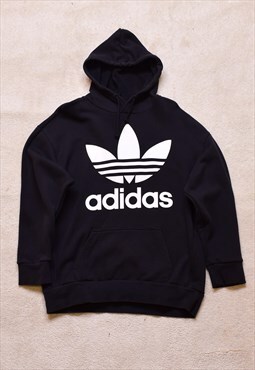 Adidas Black Big Logo Print Oversize Hoodie