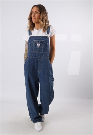 DENIM DUNGAREES TALL LENGTH WIDE LEG UK 14 (54X)