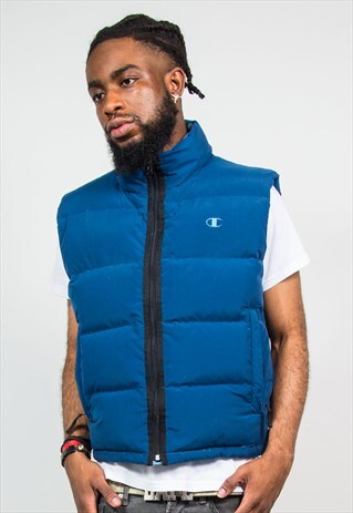CHAMPION BLUE PUFFER GILET PUFFA BODY WARMER