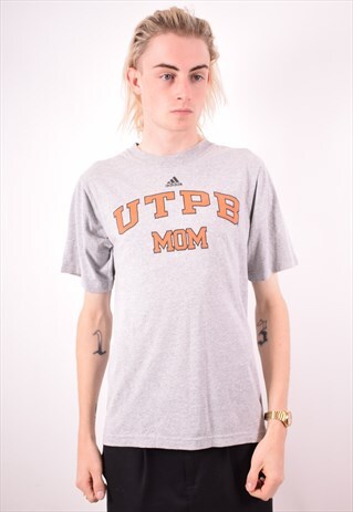ADIDAS MENS VINTAGE T-SHIRT TOP SMALL GREY 90S