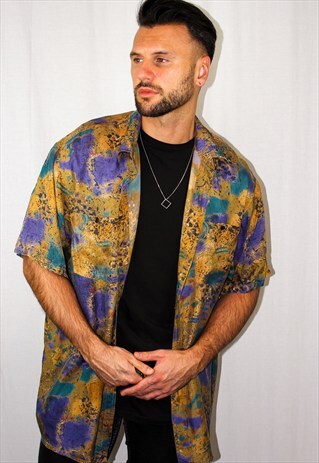 VINTAGE ABSTRACT PRINT SILK SHIRT