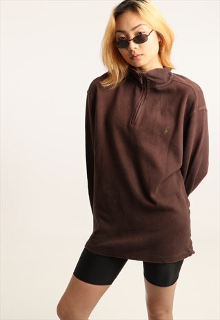 VINTAGE RALPH LAUREN EMBROIDERED LOGO 1/4 ZIP SWEATSHIRT