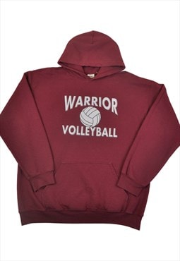 Vintage Warrior Volleyball Hoodie Sweatshirt Burgundy Large