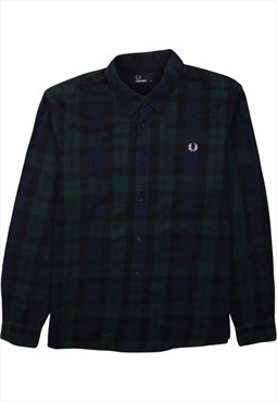 Vintage 90's FRED PERRY Shirt Long Sleeves Button Up Navy