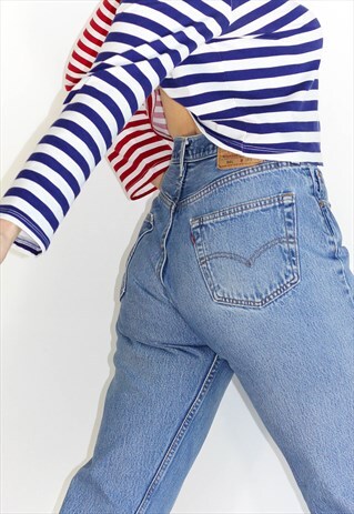 VINTAGE 80'S BLUE BLEACH STRAIGHT LEG LEVI JEANS