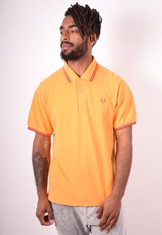 FRED PERRY MENS VINTAGE POLO SHIRT XL ORANGE 90S