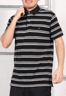 Vintage Tommy Hilfiger Polo Shirt Black Short Sleeve Large