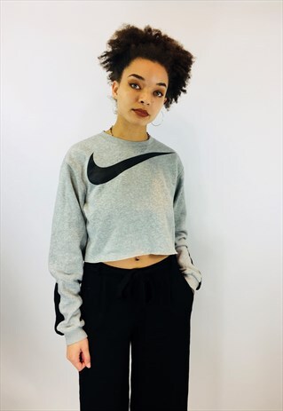 VINTAGE NIKE BIG SWOOSH CROPPED SWEATSHIRT