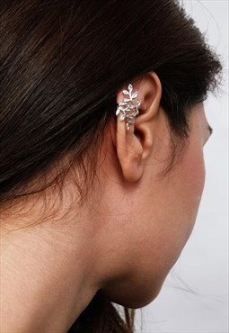Leaf Ear Cuff Earrings Women Sterling Silver Earrings