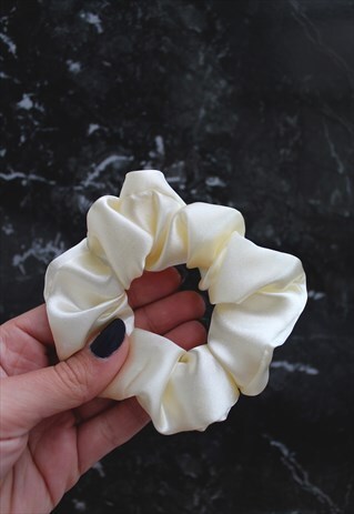IVORY SATIN HAIR BAND SCRUNCHIE